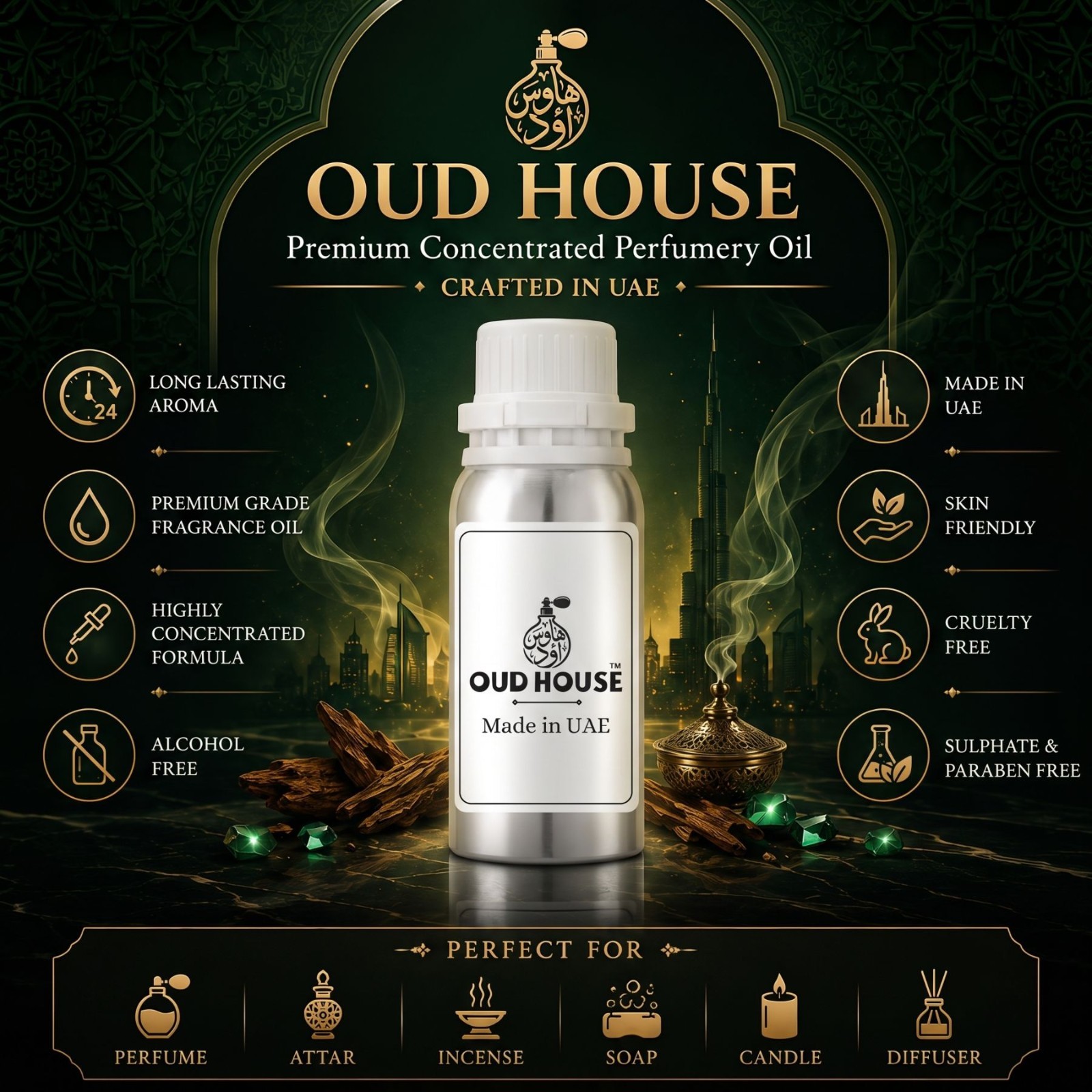 Oud House Collector’s Perfumery Oil 3.4 fl oz Fruity Chypre Men Made in UAE