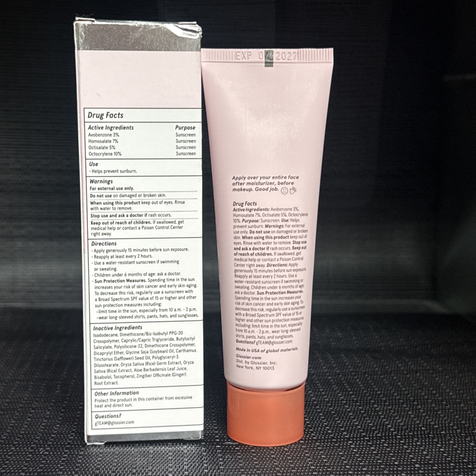 Glossier Invisible Shield Daily Primer Sunscreen SPF 50 1.7oz 50ml ~Light Weight