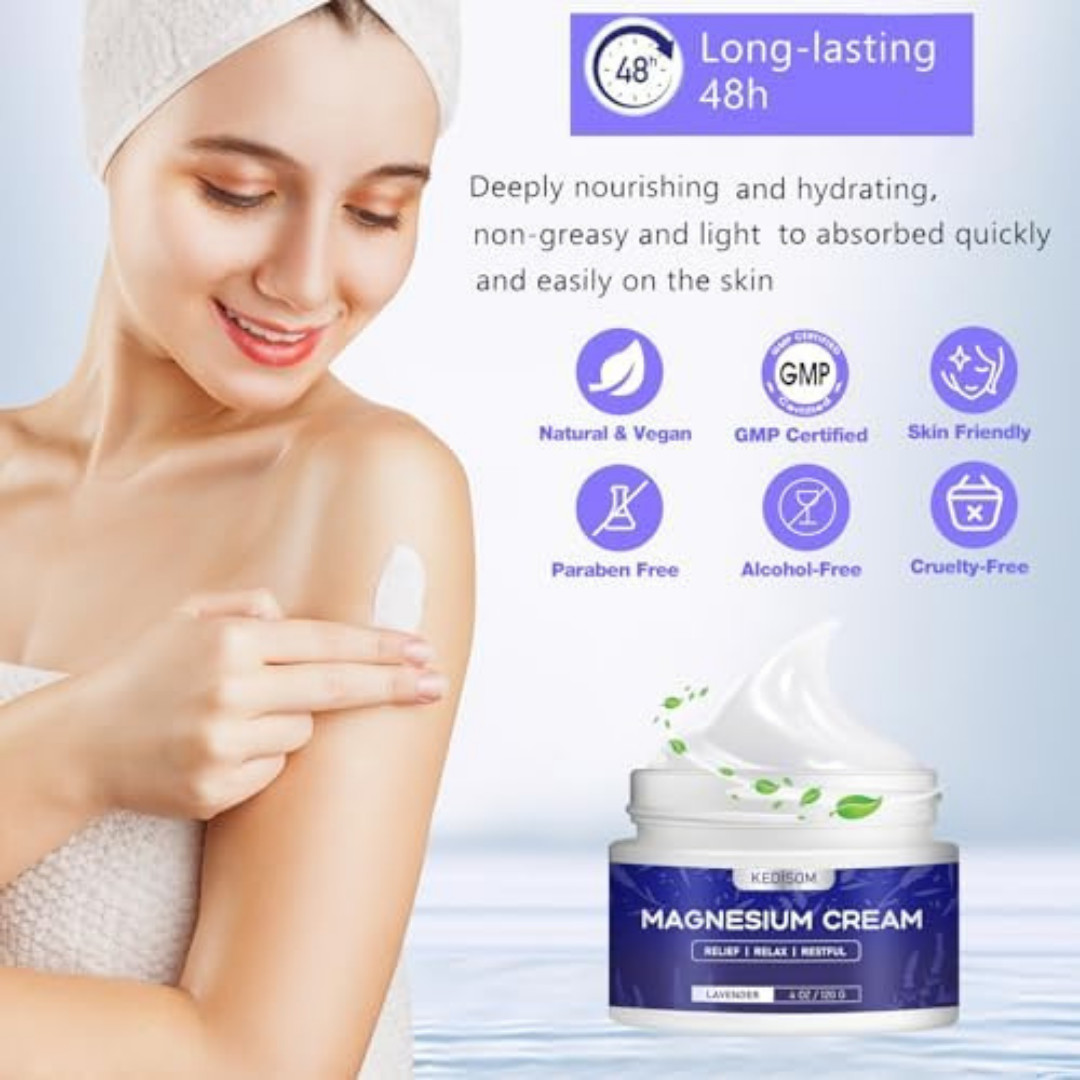 Natural Topical Magnesium Cream for Sleep,Nighttime Magnesium Lotion for Pain an