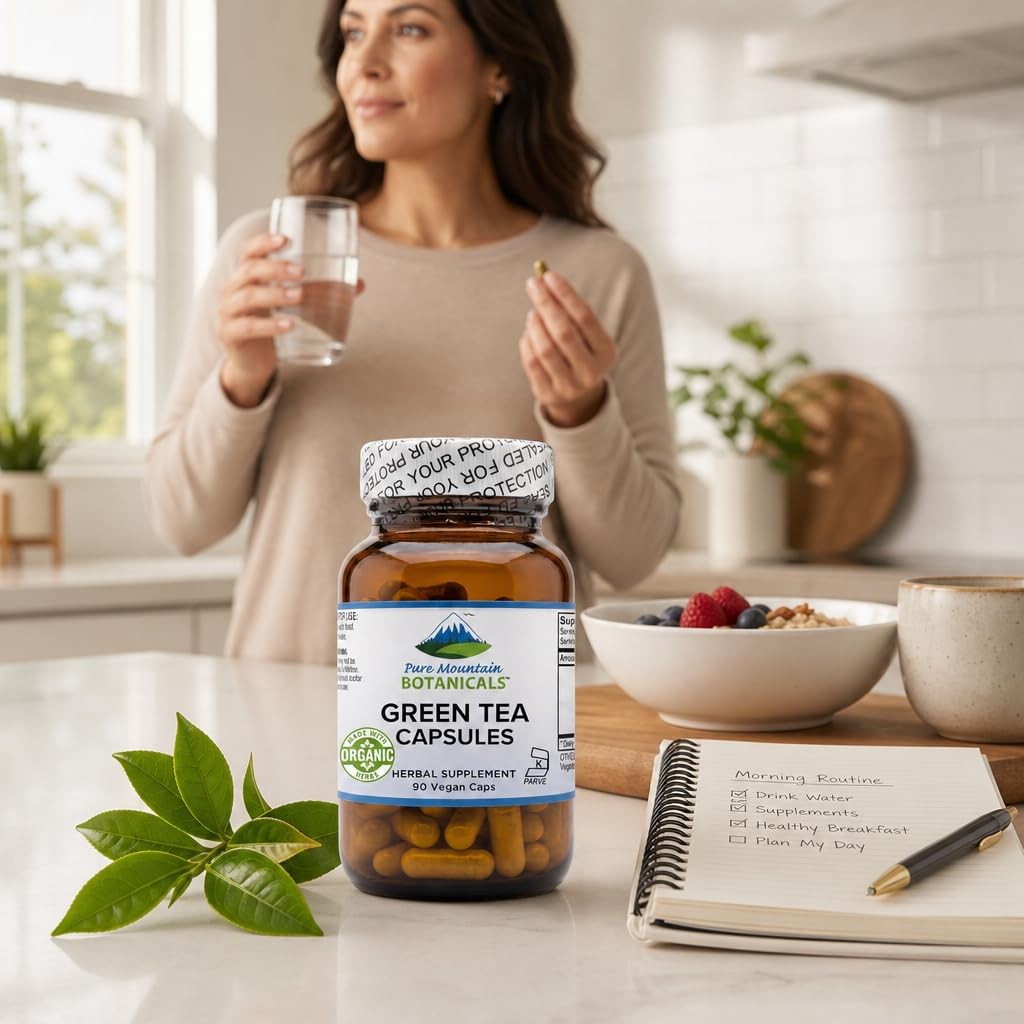 Pure Mountain Green Tea Extract Capsules 450mg 50% EGCG Kosher Vegan Supplement