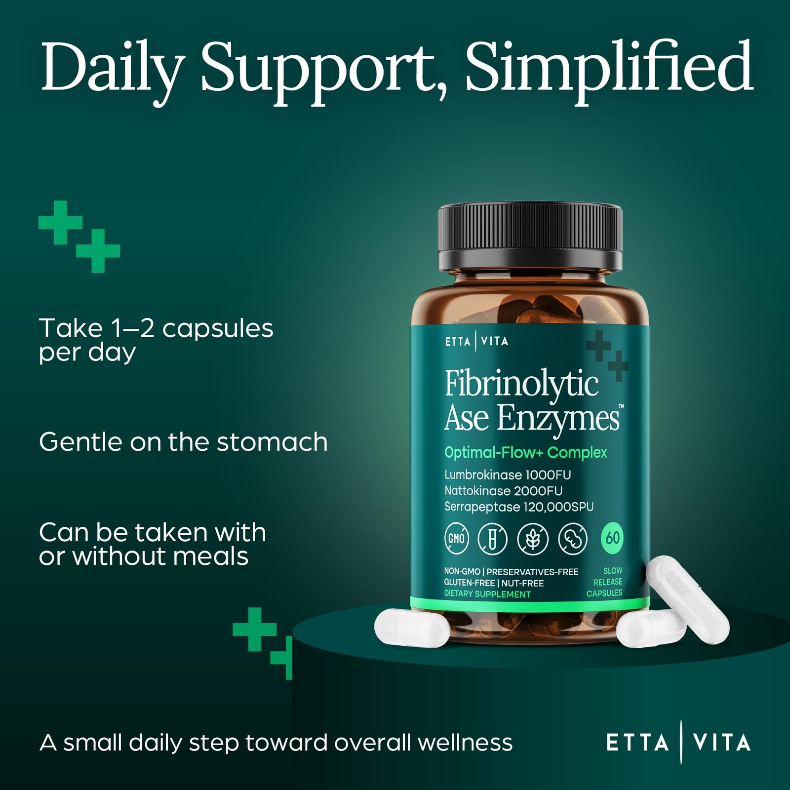 Potent Lumbrokinase Supplement (120 Servings) 40Mg/Serving (Max Activity – 800,