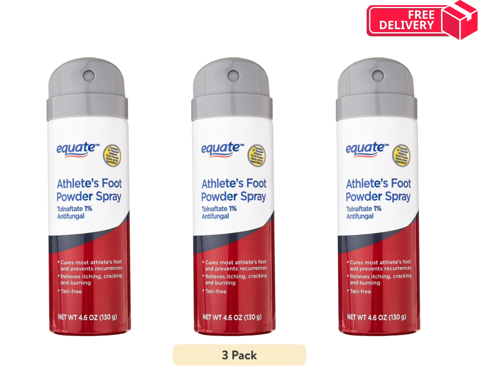(3 Pack) Equate Athlete’S Foot Antifungal Powder Spray Tolnaftate 1%, 4.6 Oz
