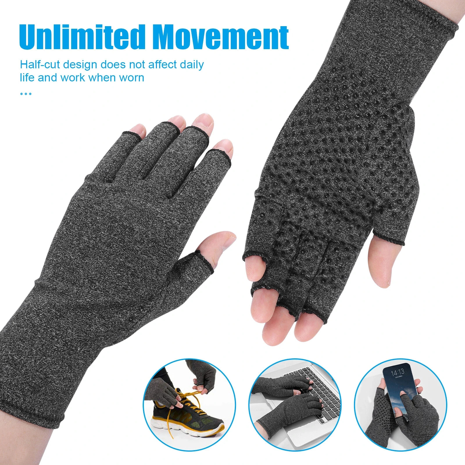 2PCS Copper Arthritis Compression Gloves Pain Relief Medical Hand Support Brace