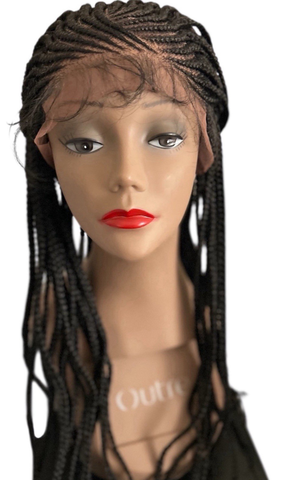 Women’s Black Braided Lace Front Synthetic Wig w/ Adjustable Strap, One Size