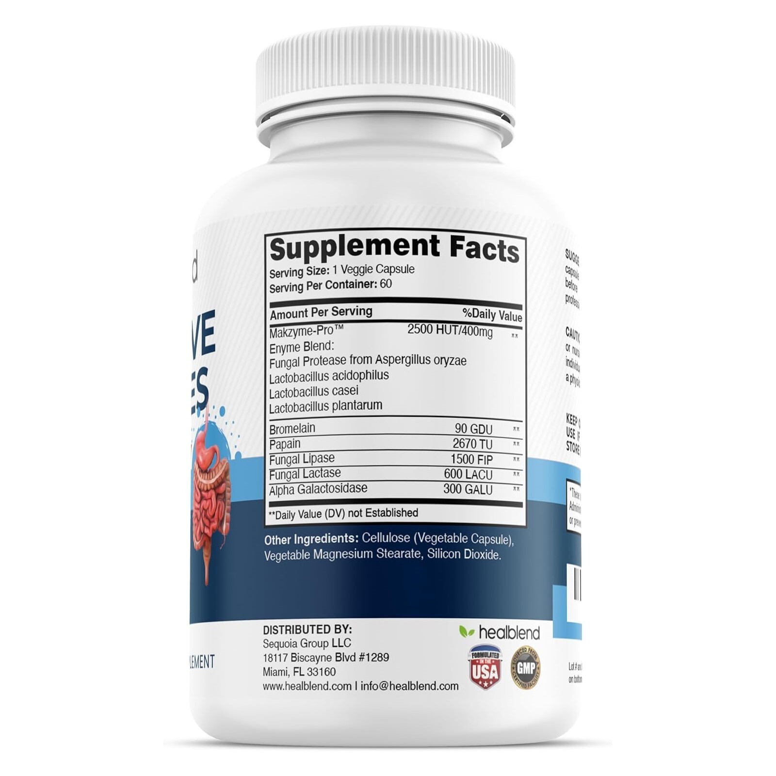 Digestive Health Enzyme Blend Supplement Advanced Enzyme with Probiotics 60 Caps