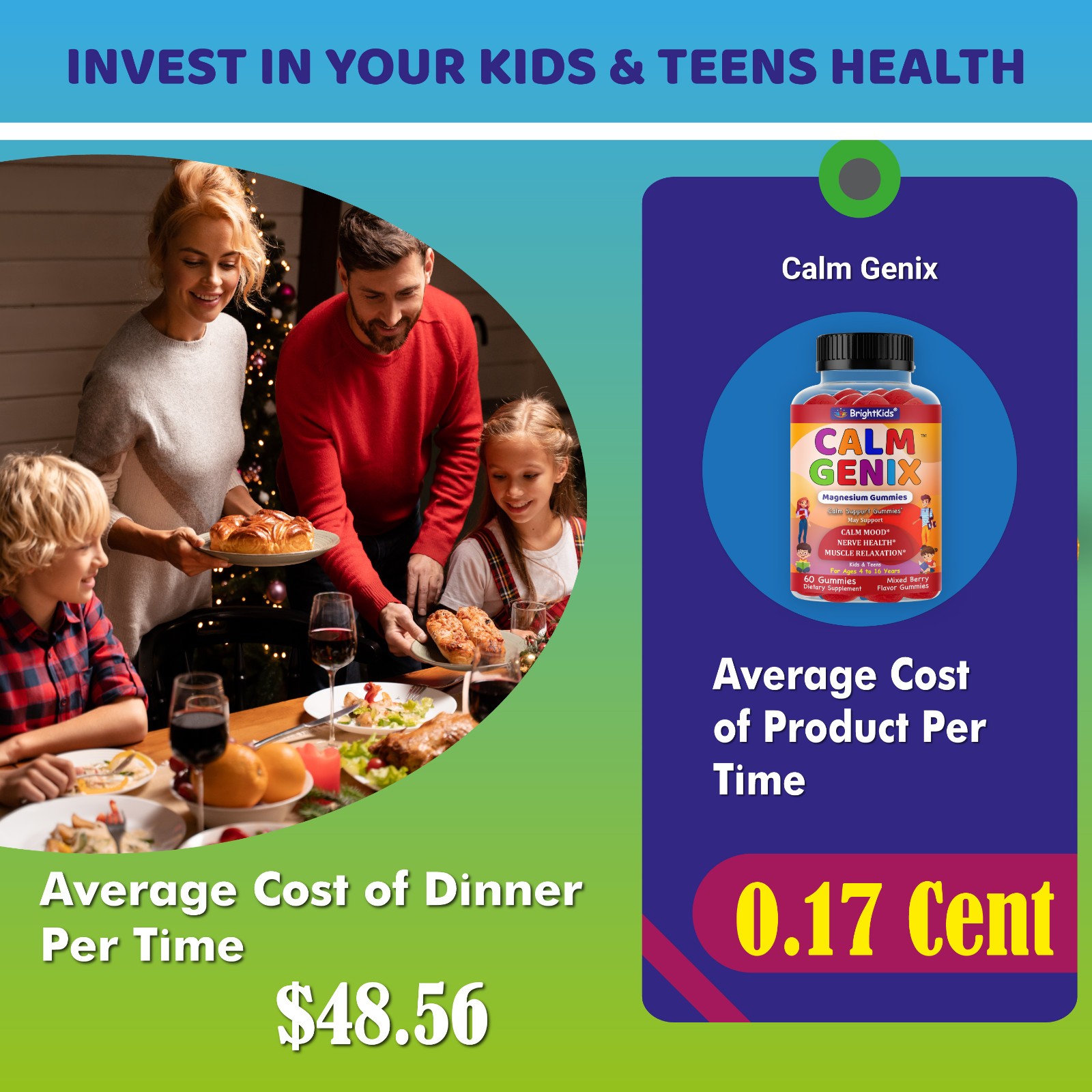 Calm Magnesium Gummies for Kids Relaxing Formula for Nerve Bone & Muscle Health