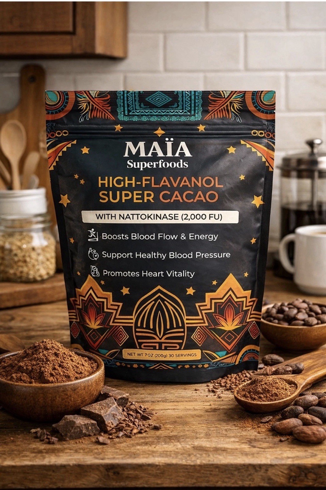 Maia Superfoods – High Flavanol Super Cacao, 7oz (200g) 30 servings