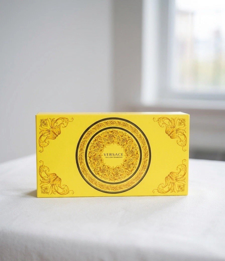 Versace Yellow Diamond W/Bag Perfume Gift Set Shower Gel and Body Lotion NIB