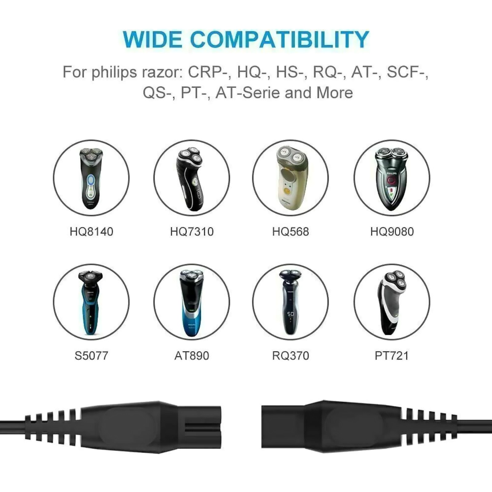100-240V~0.3A 50/60HZ Input Charger Cord For Bodygroom: 3100 3200 5100 7100
