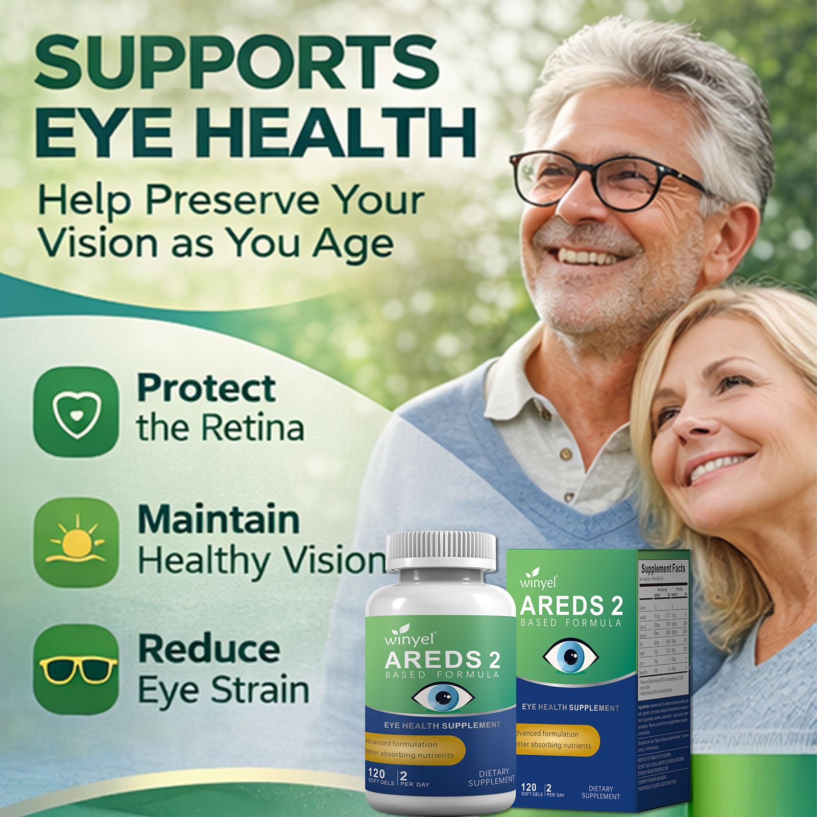 AREDS 2 Eye Vitamin Supplement Lutein Zeaxanthin Zinc C E 120 Softgels