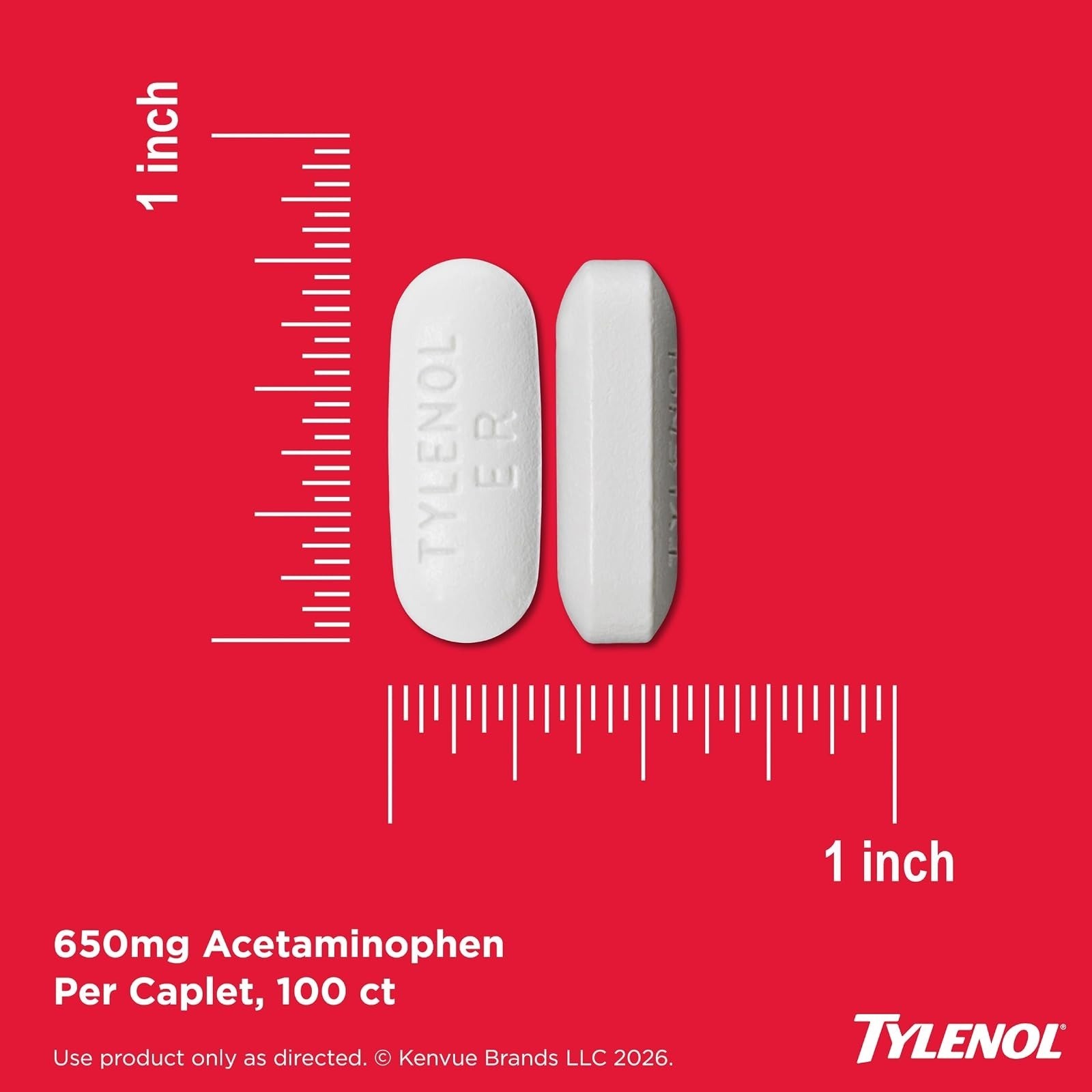 Tylenol Arthritis Pain Relief Caplets 650mg, 100 Count, Fast Acting