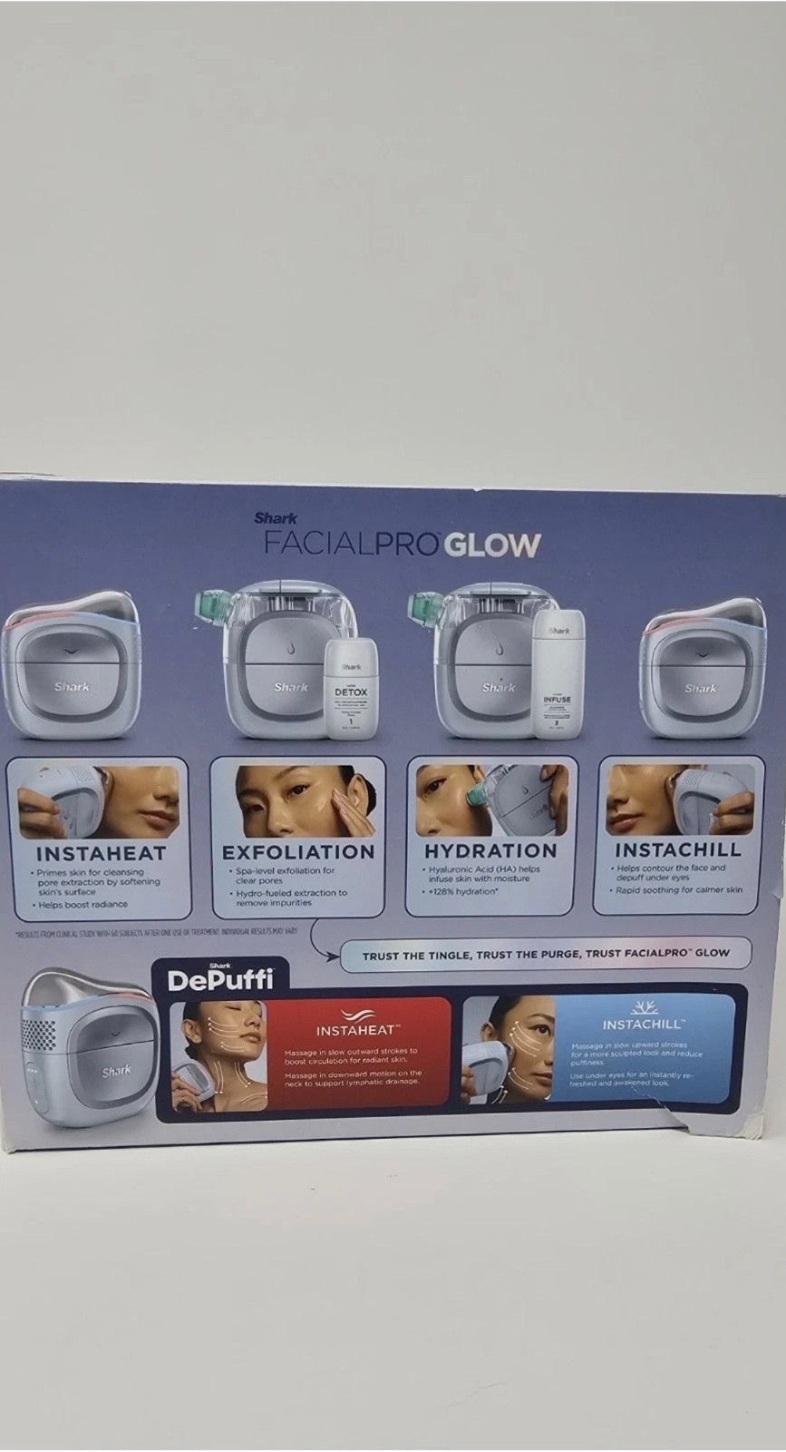 Shark FacialPro Glow at-Home Facial System with DePuffi Hot & Cold Blue/Purple