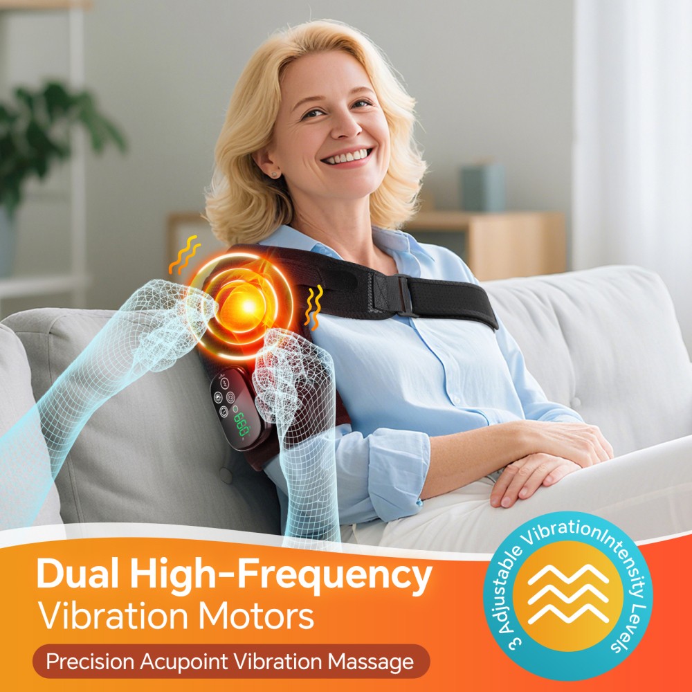 660nm & 850nm Red Light Therapy Shoulder Massager Heated Vibration Pain Relief