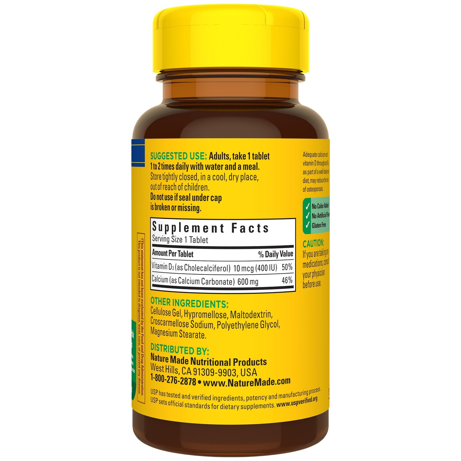 Nature Made Calcium 600 mg with Vitamin D3 for 60 Count (Pack of 1), 60