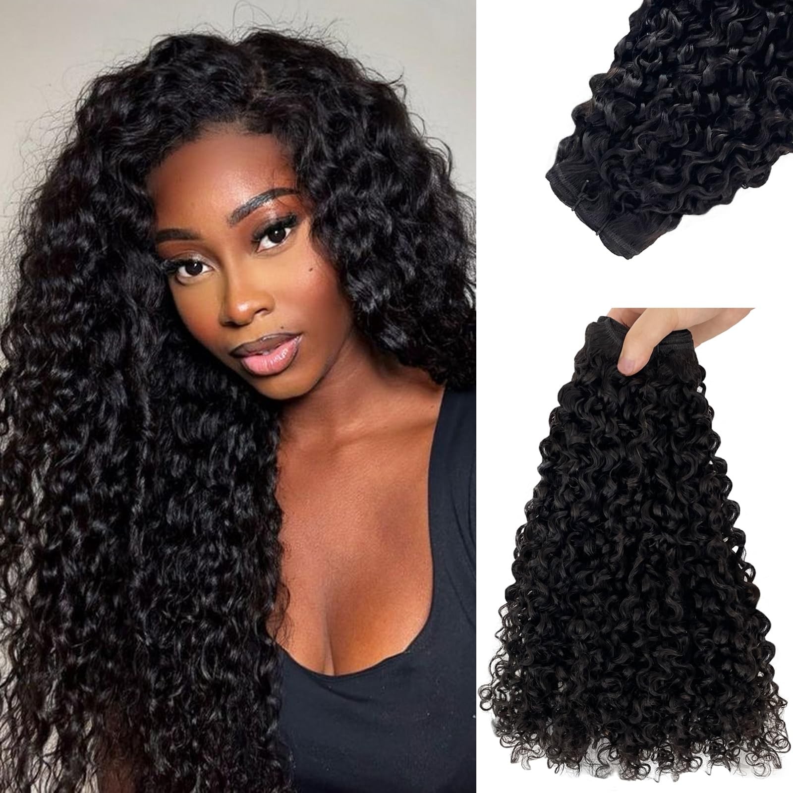 Munx Curly Human Hair Bundles 28 Inch Soft And Thick Wet And Wavy 15A 100