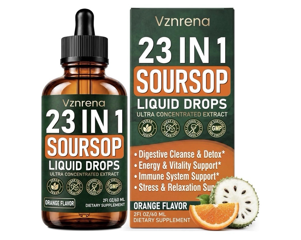 23 in 1 Soursop Liquid Drops Graviola Sea Moss Moringa Black Seed Vegan 2oz