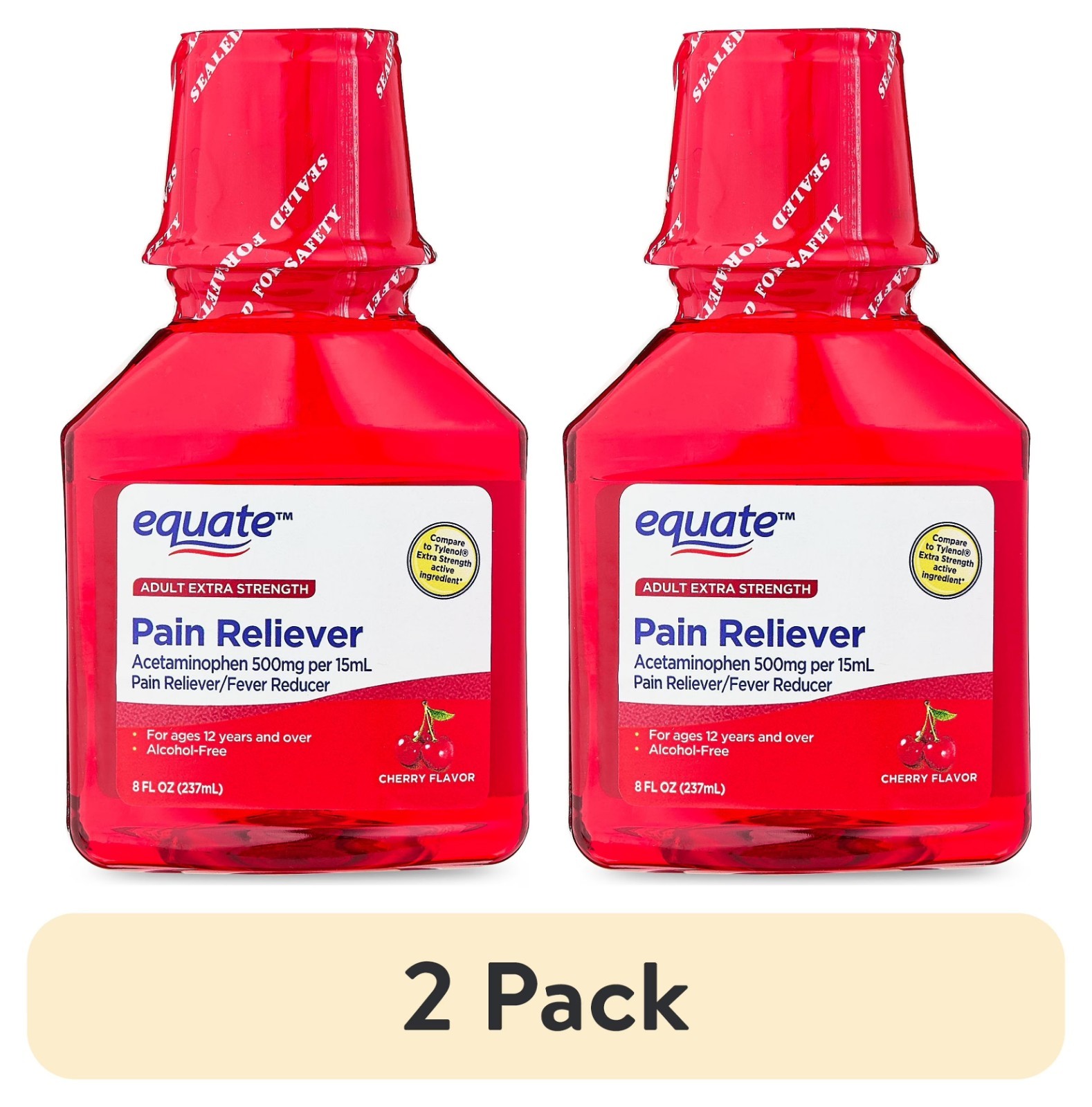 Equate Pain Relief Liquid (Cherry) – 500mg (2 Pack)