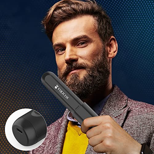 Beard Straightener for Men: Cordless Heated Beard Brush for Men, Black