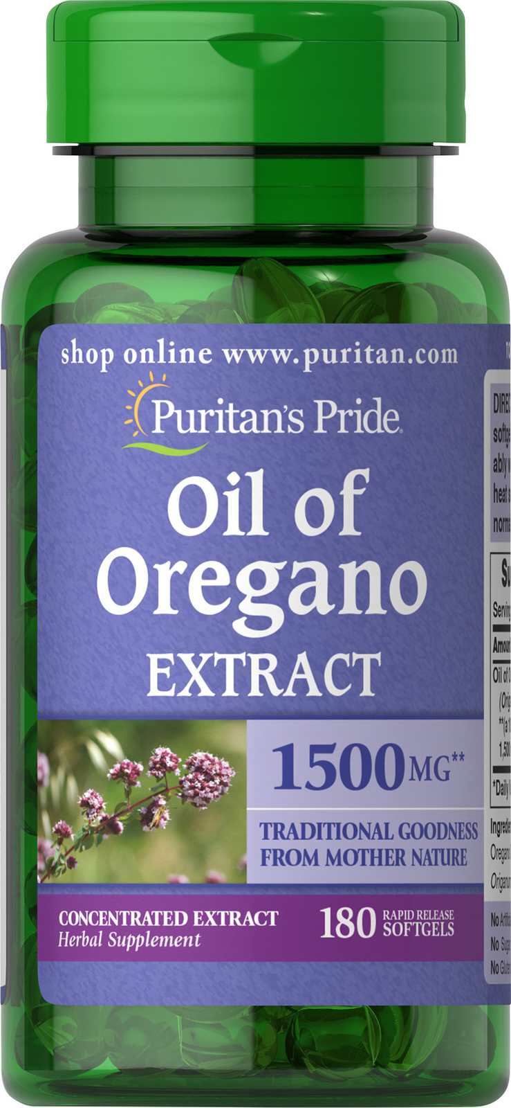 Puritan’s Pride Oil of Oregano Extract 1500 mg – 180 Softgels