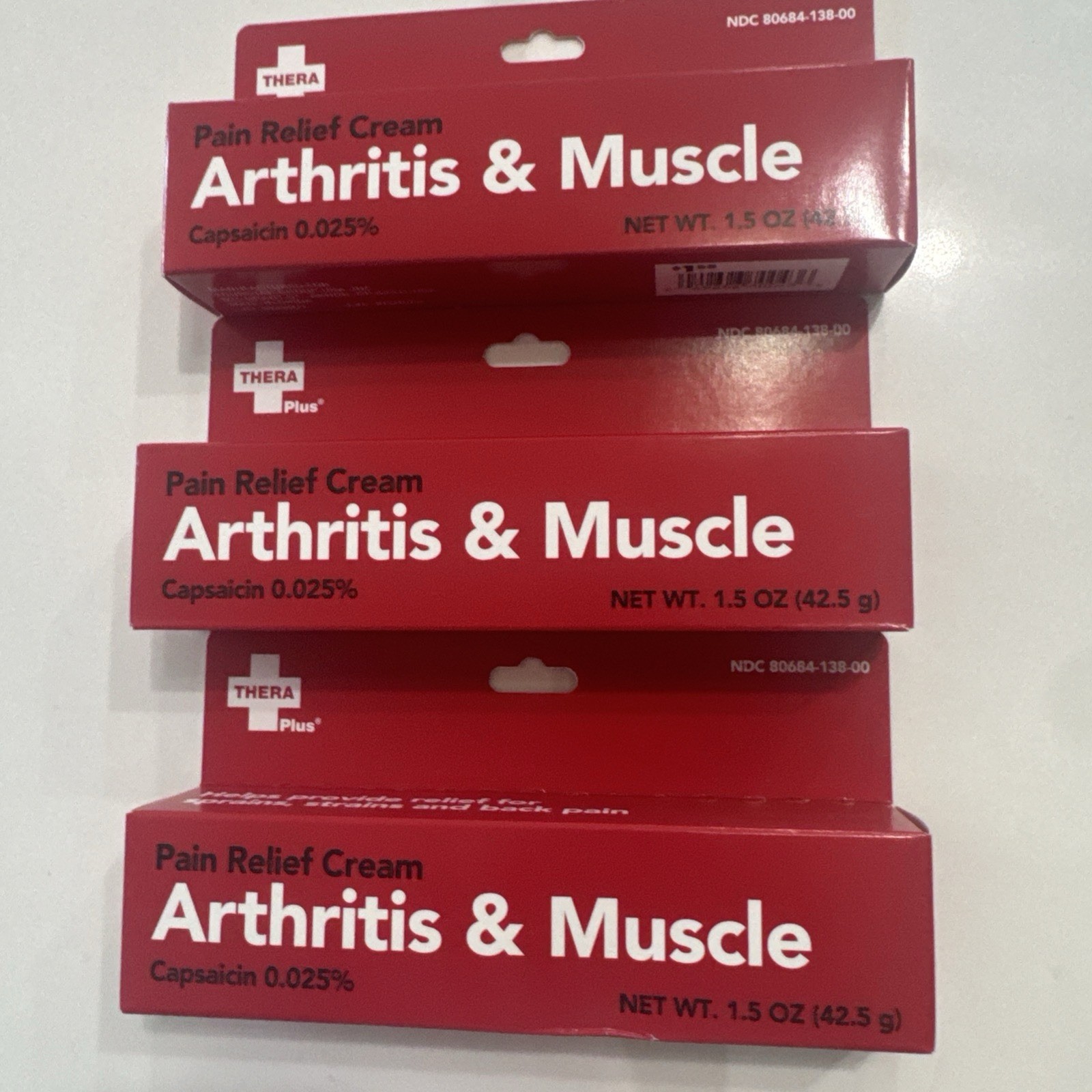 SET OF 3 CareAll Arthritis and Muscle Pain Relief Cream Capsaicin Fragrance Free