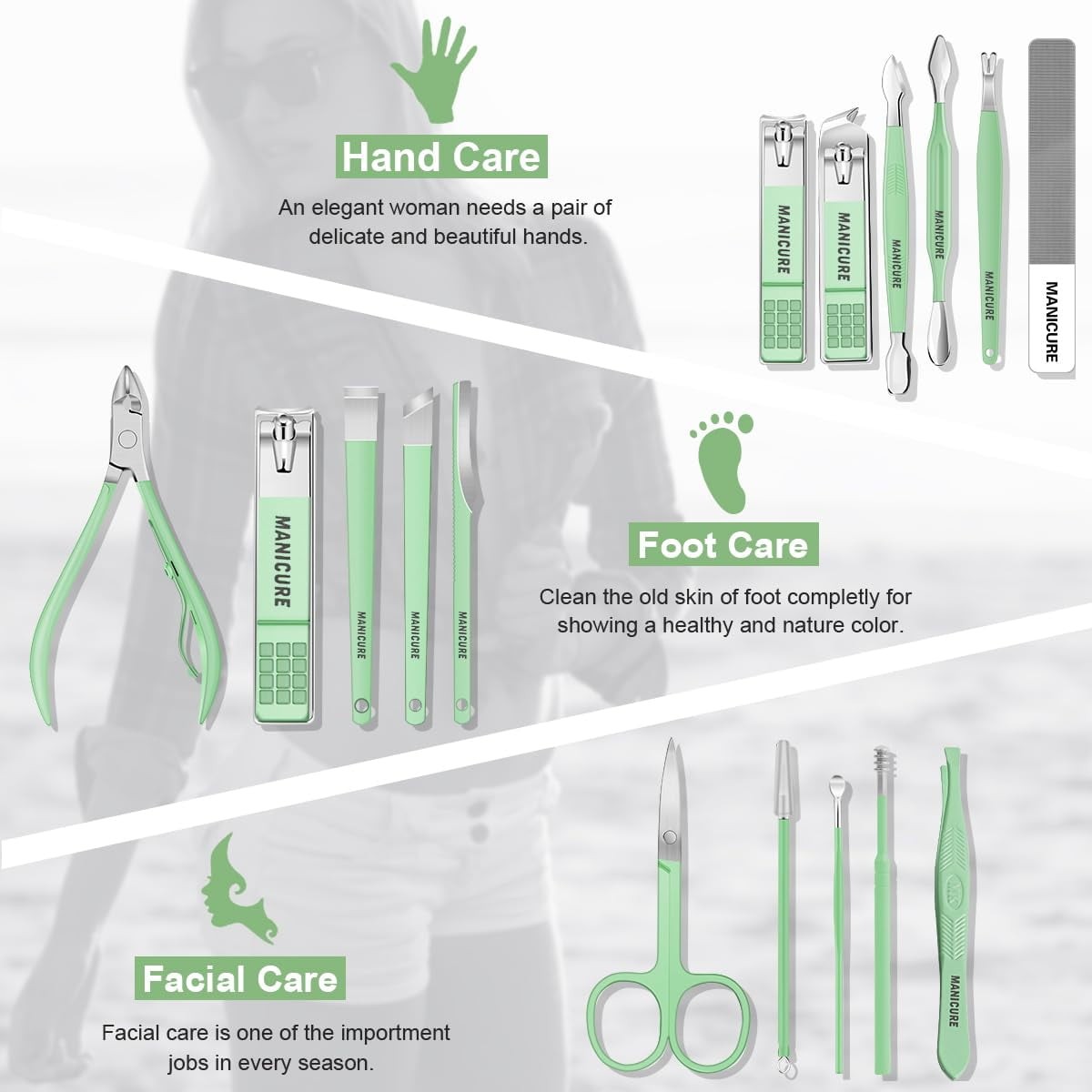 GMOX Stainless Steel Nail Care Set 16pcs Manicure Pedicure Grooming Kit Tools