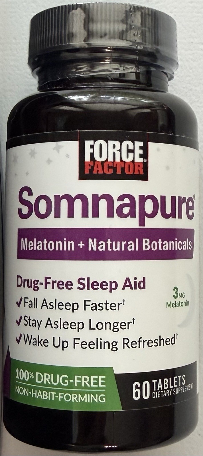 Force Factor Somnapure Drug-Free Sleep Pills Aid Melatonin & Valerian 60 Tablets