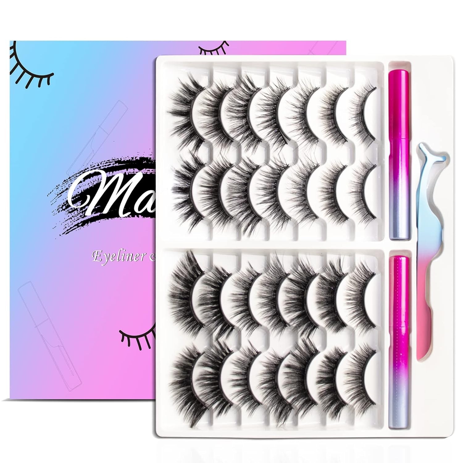 Pestanas Magneticas Mejoradas Aspecto Natural, pestañas con aplicador (14 Pairs)