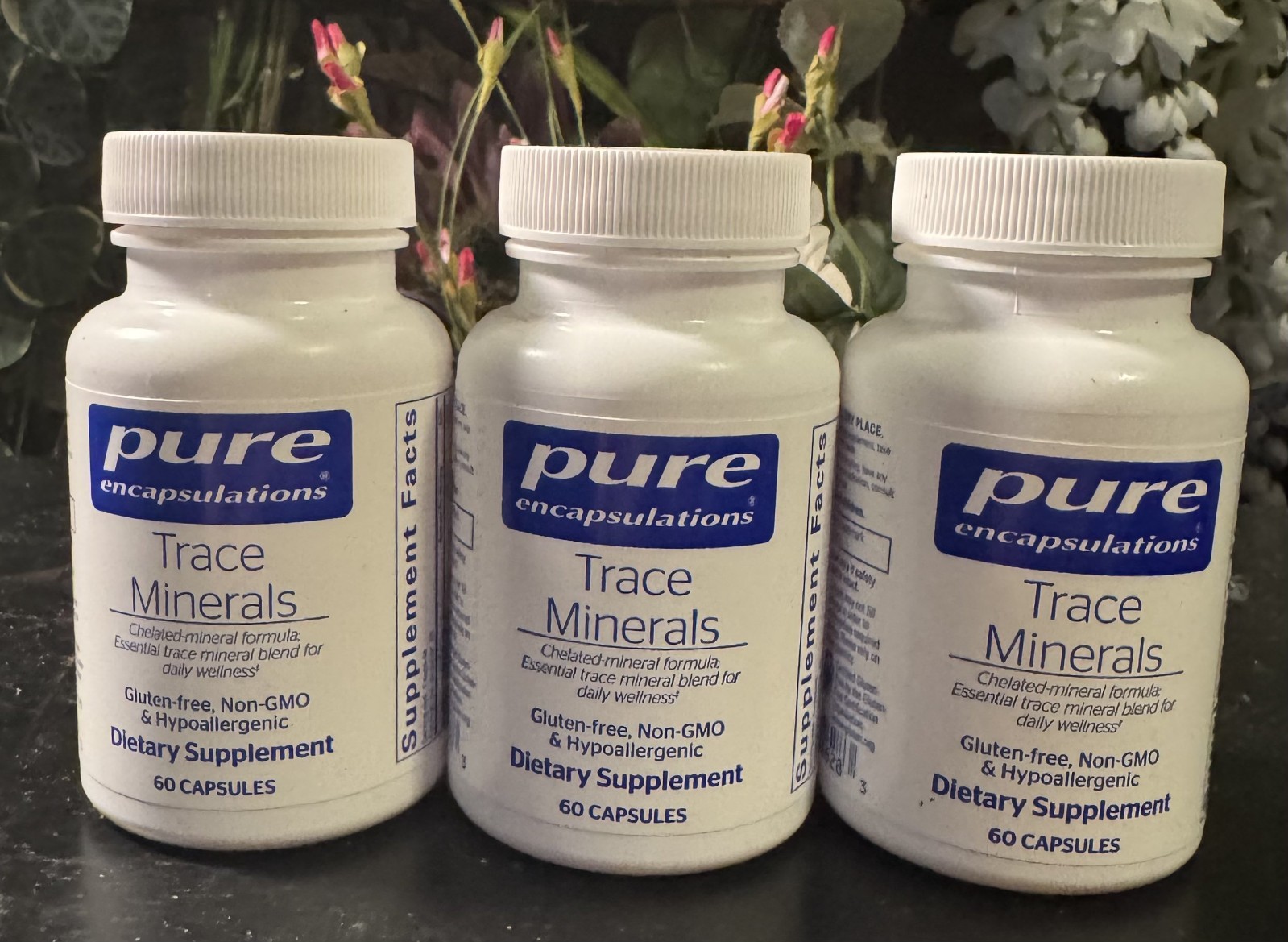 3 Bottles PURE ENCAPSULATIONS Trace Minerals 60 capsules