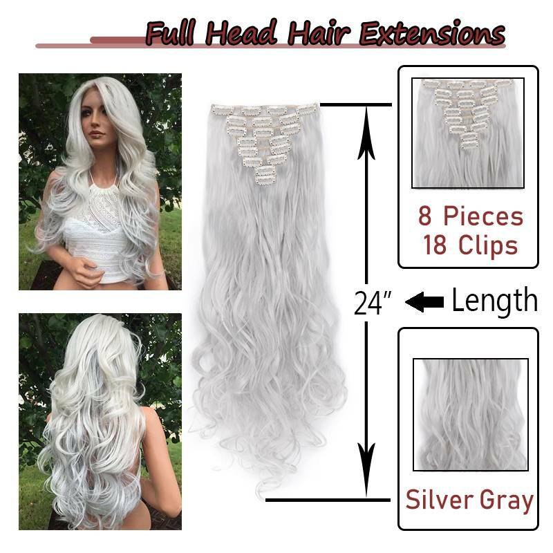 100% Natural Clip In Full Head Hair Extensions 8 Pieces Real Thick as Human Hair