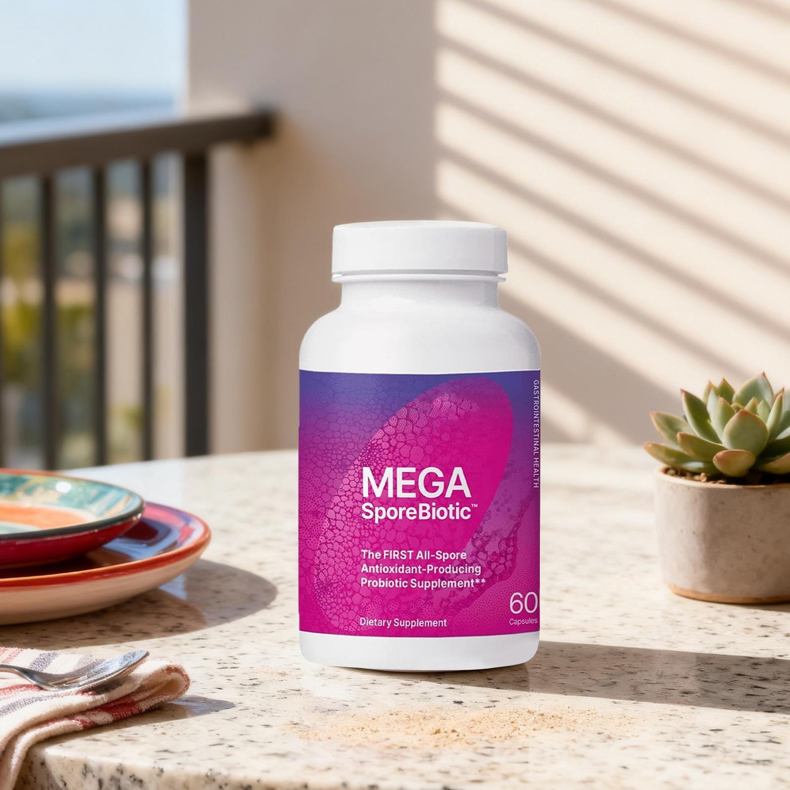 60 Capsules Microbiome Labs Megasporebiotic Probiotics for Digestive Health