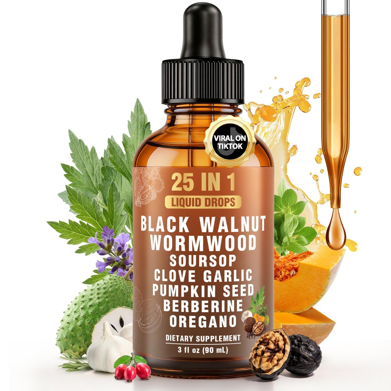 25-in-1 Parasite Cleanse – Liposomal Wormwood, Black Walnut, Clove & Garlic, 90m