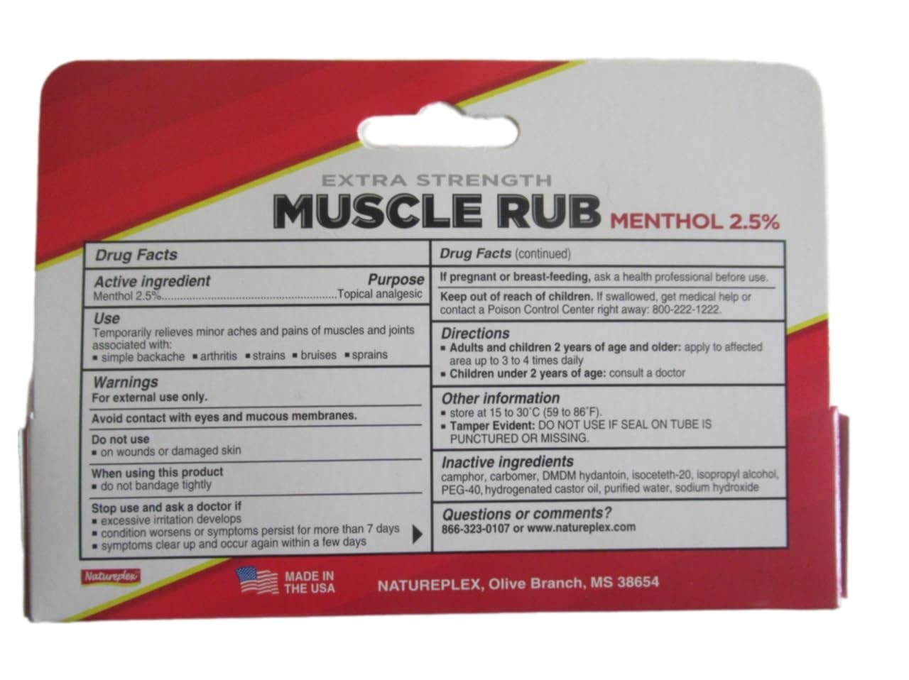 Natureplex Muscle Rub Gel, Extra-Strength, 2.5% 1.5 Ounce (Pack of 1), White