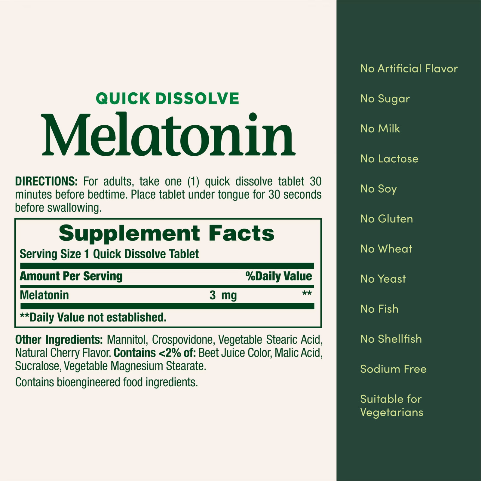 Nature’s Bounty Melatonin 3mg Quick Dissolve Sleep Aid, Cherry Flavor, 240 Count