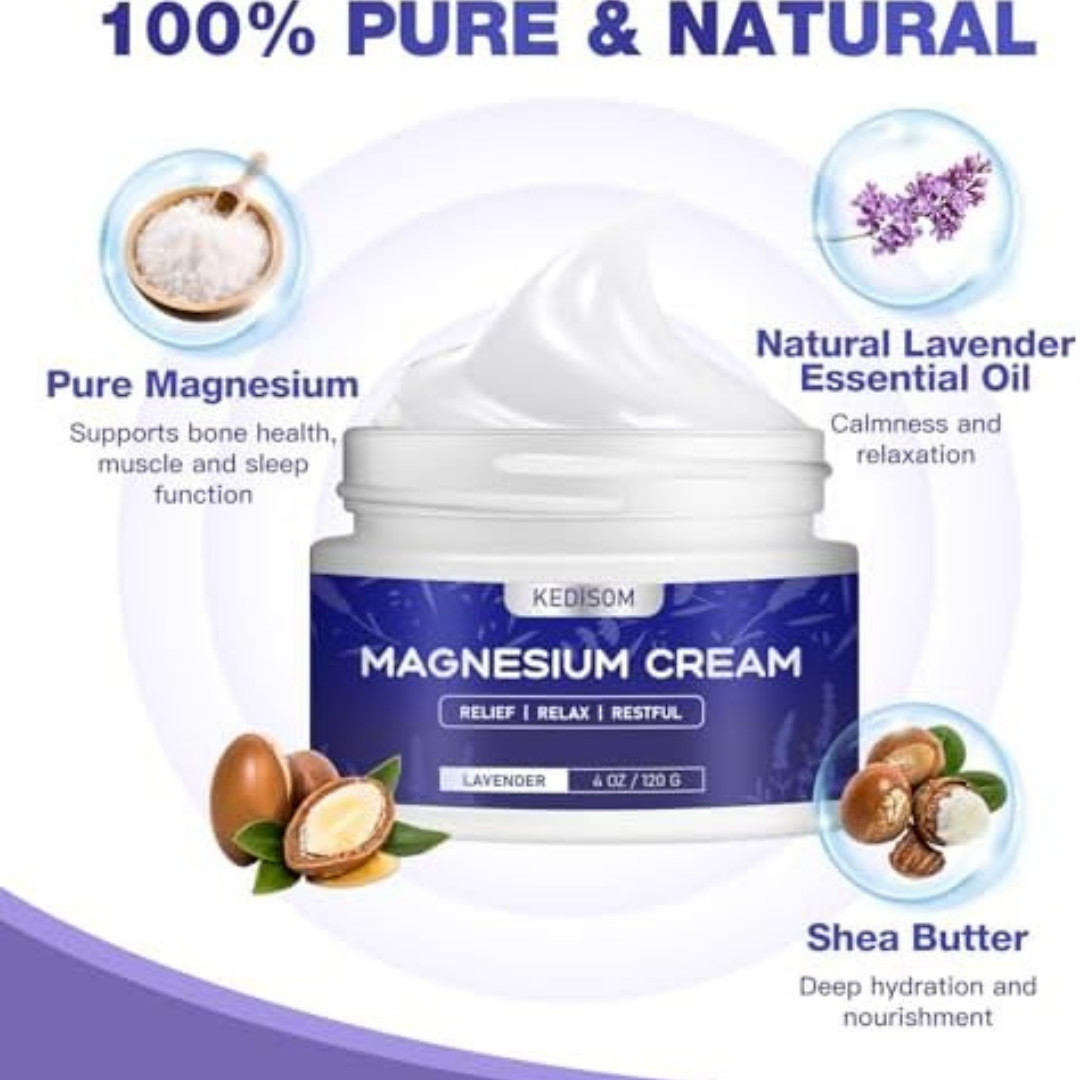 Natural Topical Magnesium Cream for Sleep,Nighttime Magnesium Lotion for Pain an