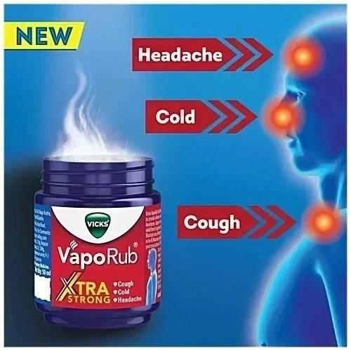 Vicks VapoRub Extra Strong Balm (Pack of 2 x 50ml) Aromatic Balm Menthol Camphor