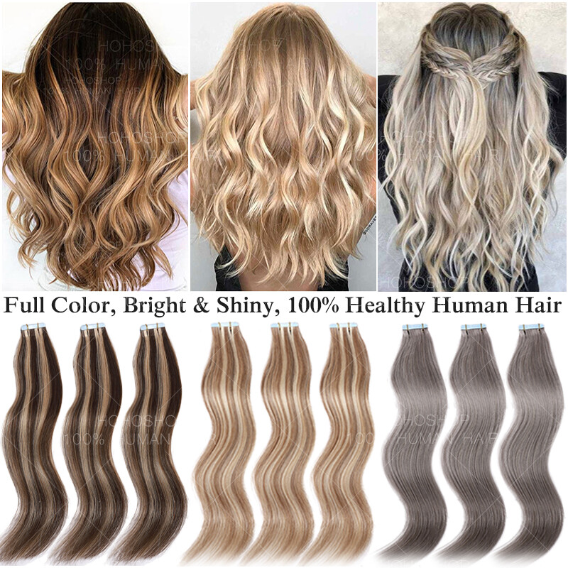 Tape In On 200pcs Russian 100% Remy Human Hair Extensions Skin Weft THICK Ombre
