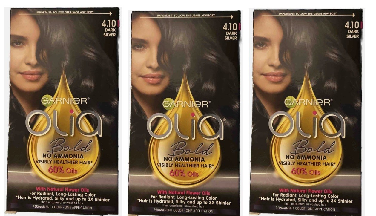 3 of Garnier Olia Ammonia Free Permanent Hair Color #4.10 DARK SILVER
