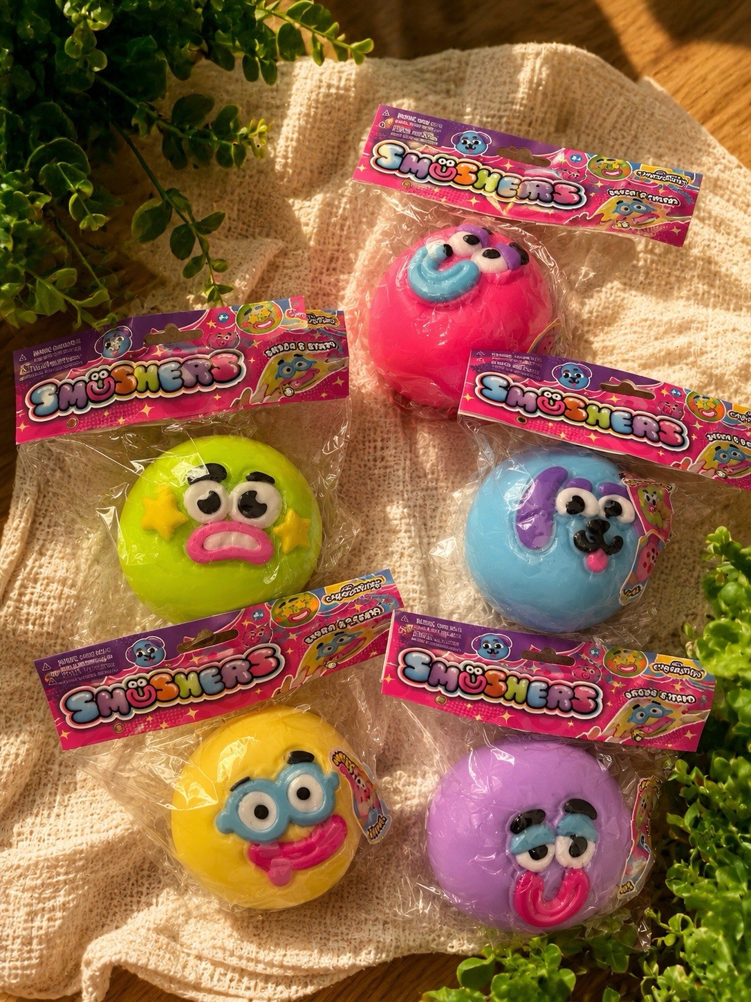 Smushers Scented Silly Face Ball Stress Reliever, Multicolor Assorted .