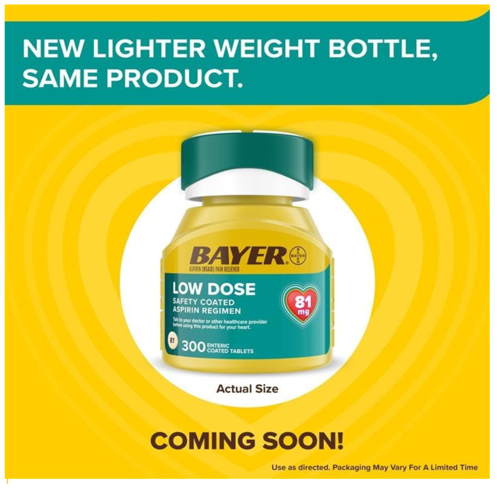 Bayer Aspirin Low Dose 81 mg, Enteric Coated Tablets, Doctor 300 Safety Coated