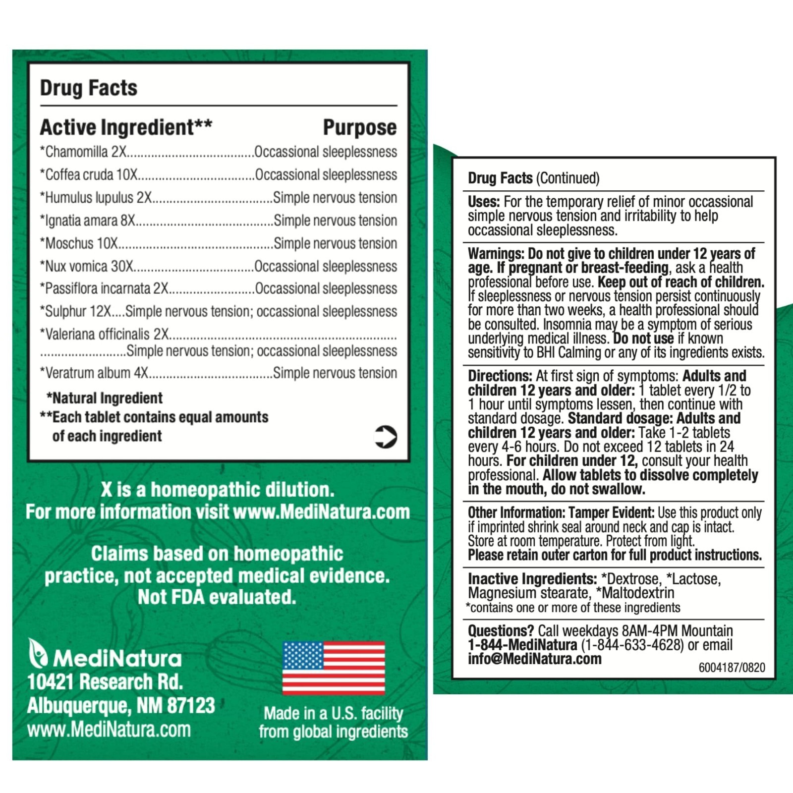 Natural Calming Support Tablets – Plant-Based Relief for Nervous Tension, Irrita