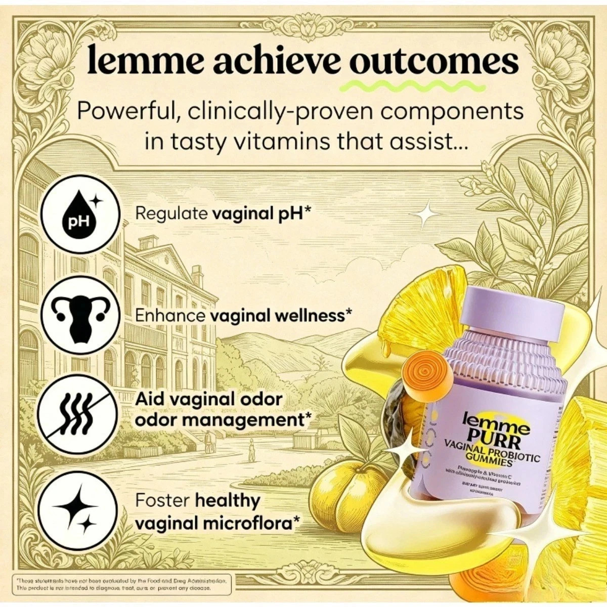 Lemme Purr Vaginal Probiotic Gummies,Balanced pH &Healthy Odor Support for Women