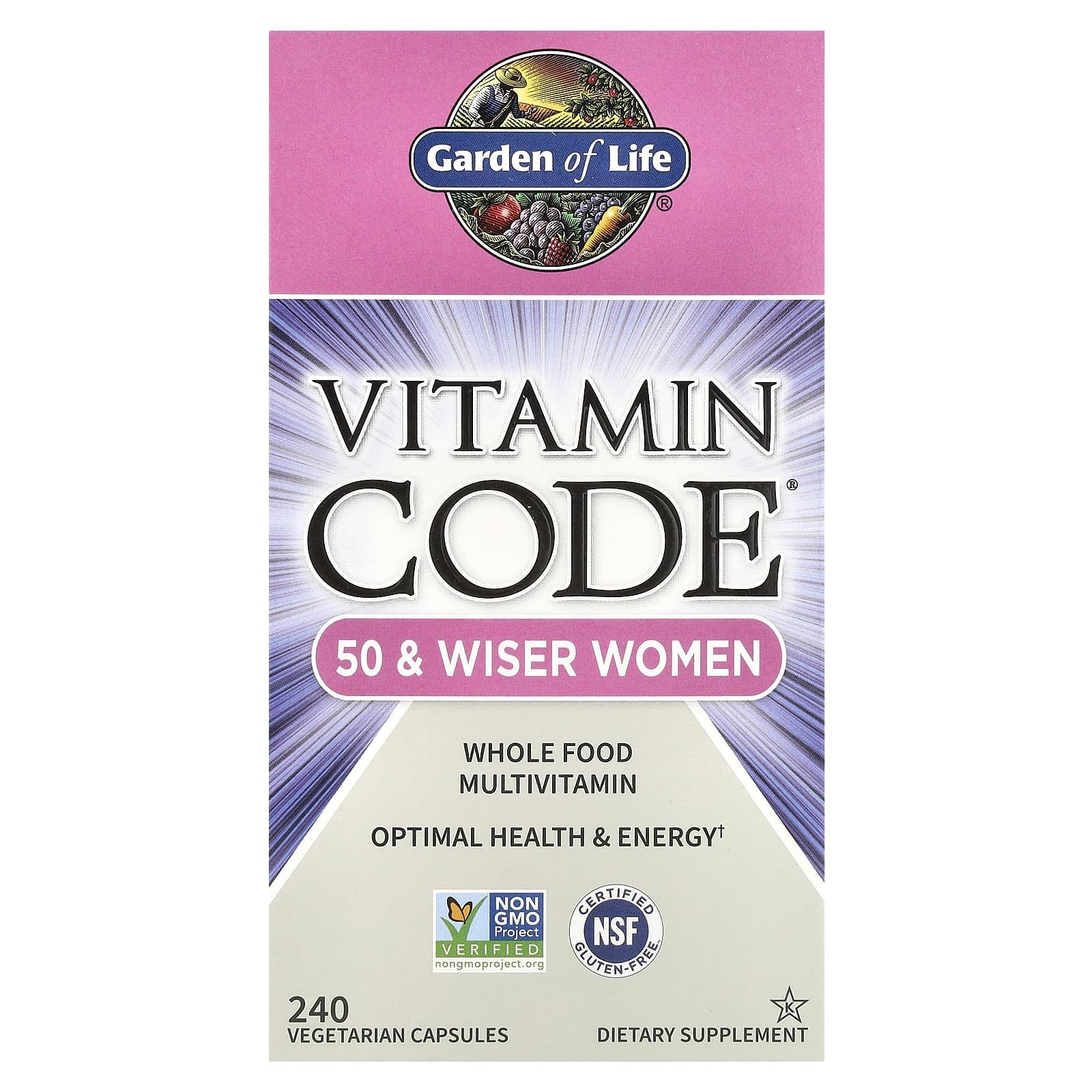 Garden Of Life Women’s Vitamin Code 50 And Wiser, 240 Capsules 10/2027
