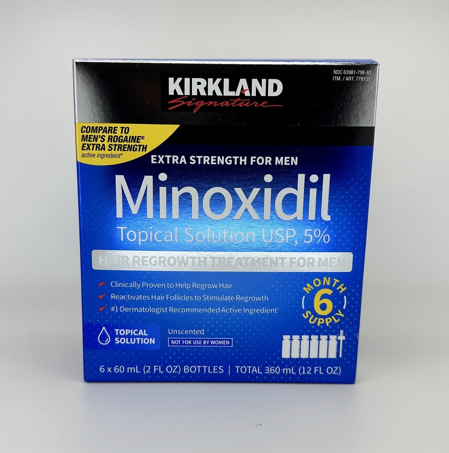 Kirkland Minoxidil 5% Extra Strength Men Hair Regrowth Solution Retail Box