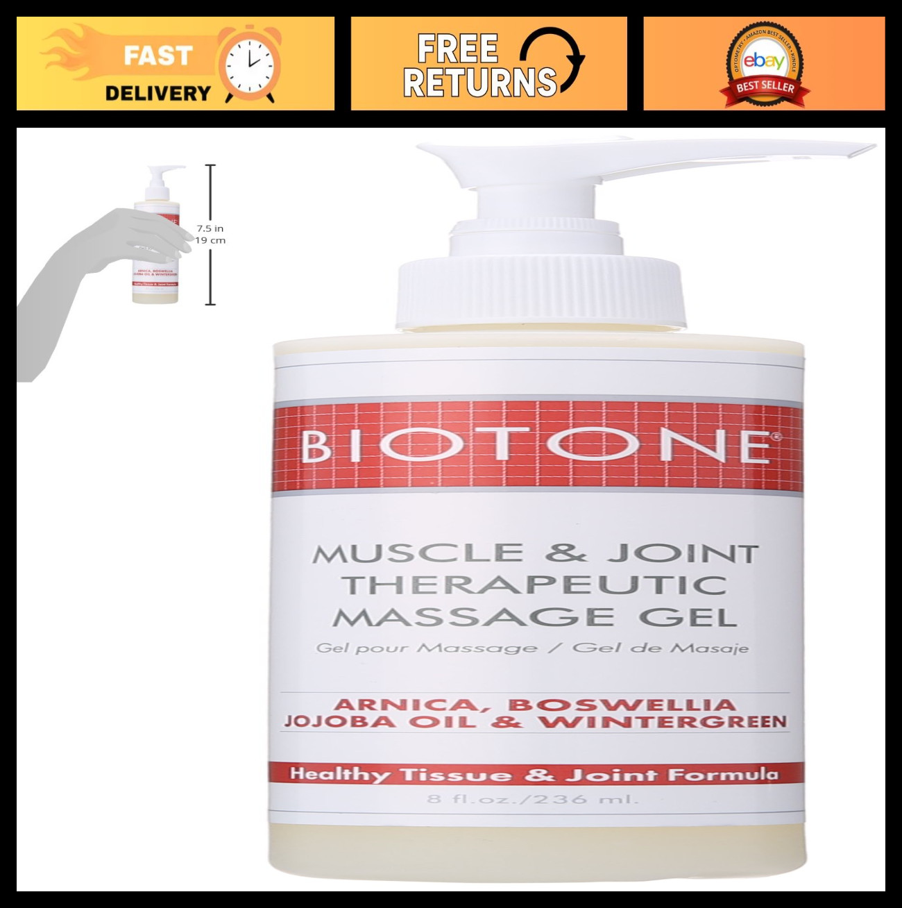 Therapeutic Massage Gel for Muscle & Joint Relief, 8 oz – Pain Relief Formula