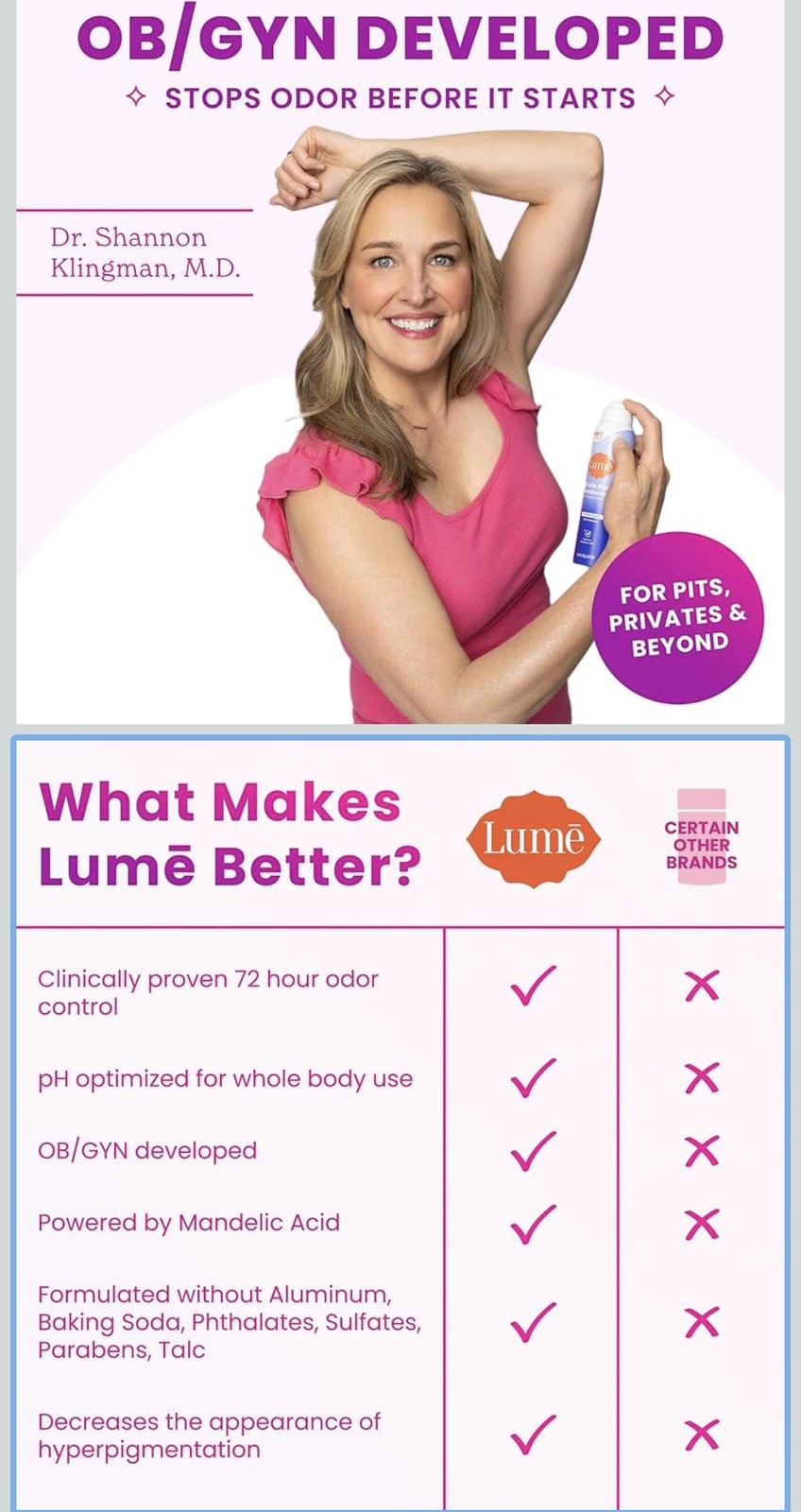 3 PACK -Lume Whole Body Deodorant Invisible Spray for Women Aluminum Free 3.6 oz