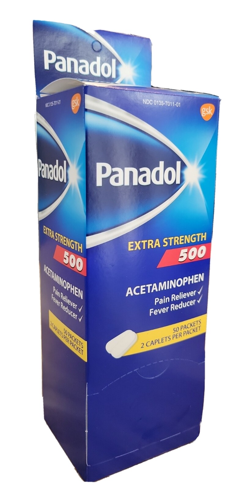 PANADOL 500 mg Extra Strength Caplets Family Size Pain Reliever 50 PKS EXP. 1/25