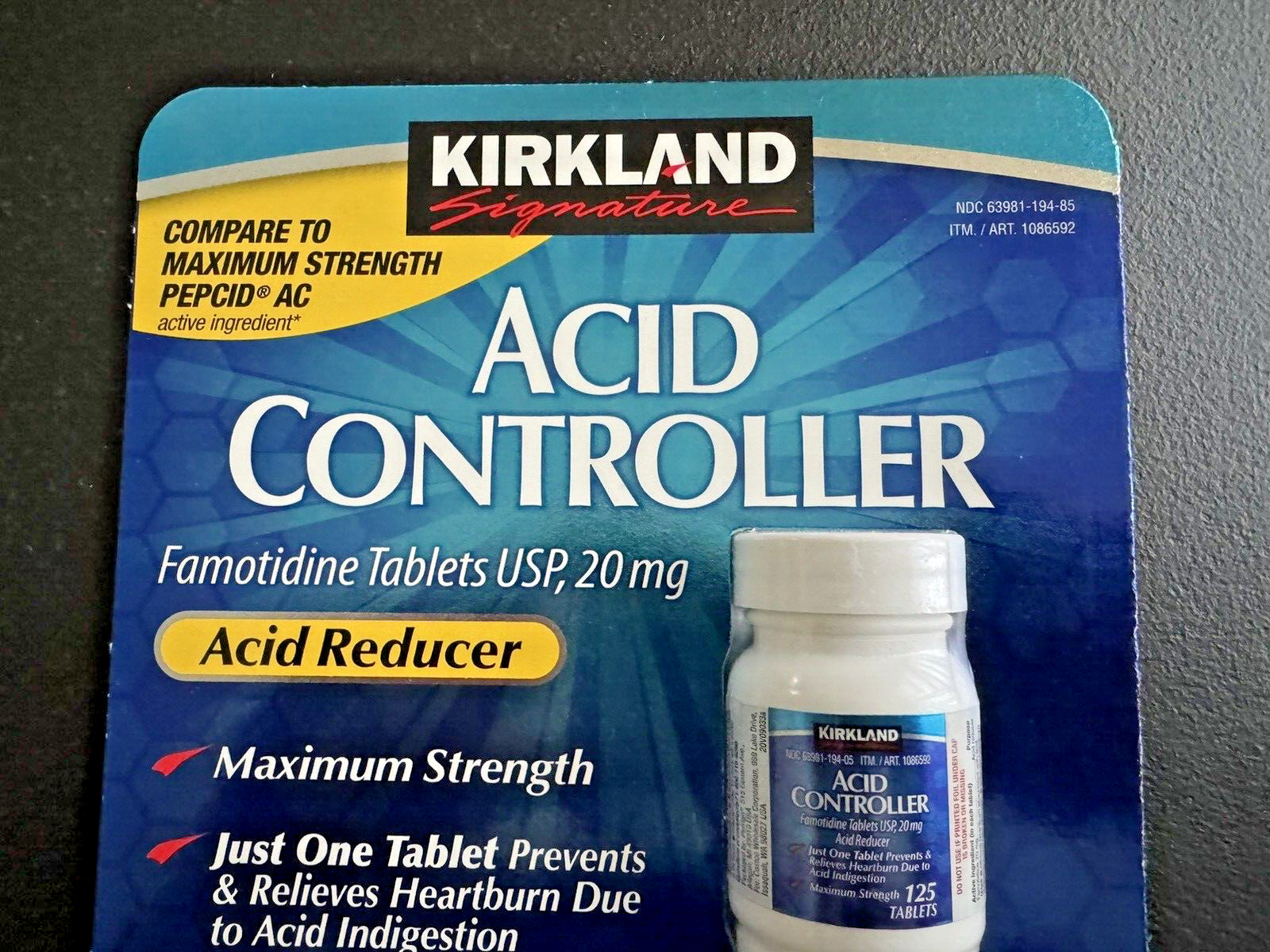 ✳️🔥Kirkland Acid controller Famotidine 20mg Acid Reducer 125 Tablets ✳️🔥