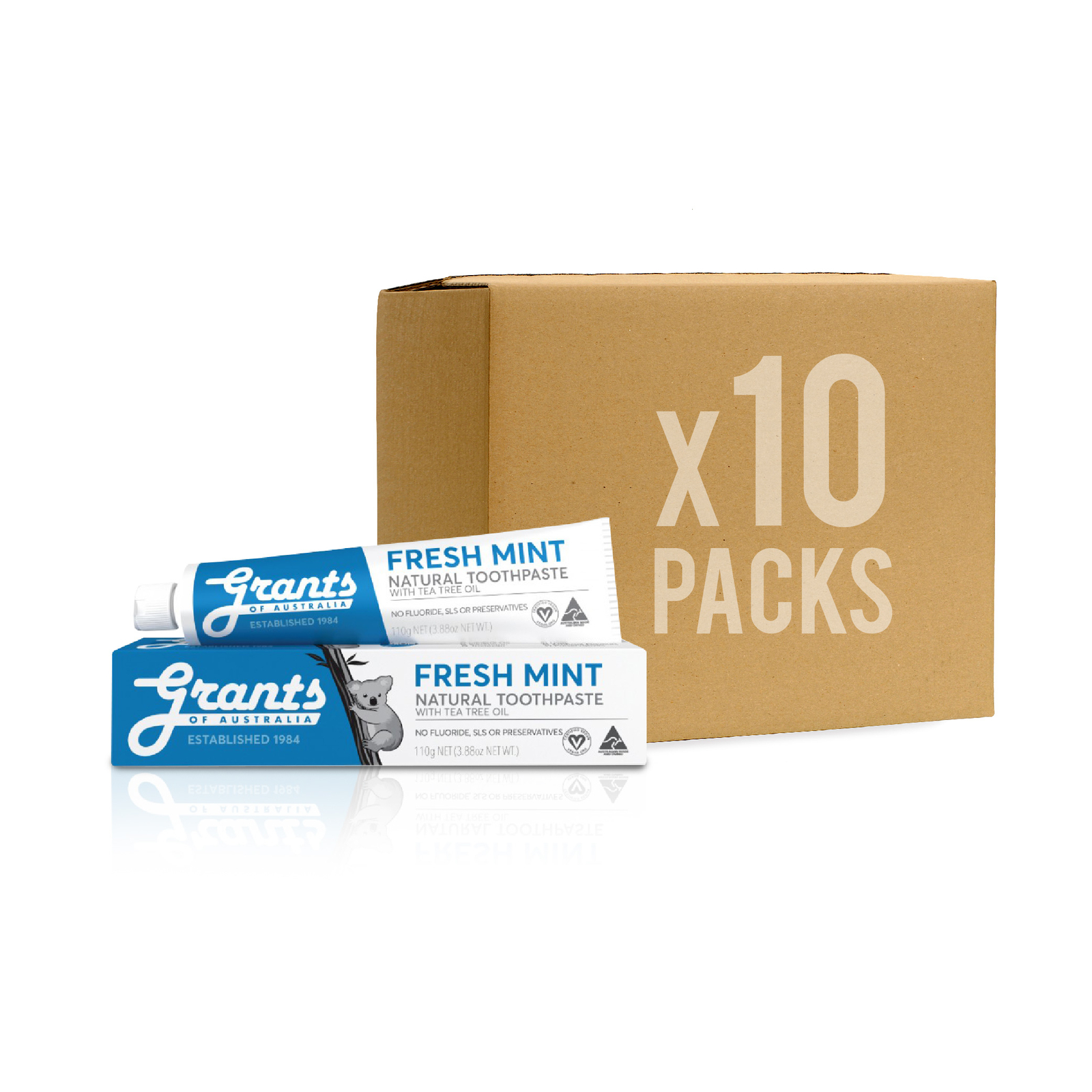 10x 3.88 oz Grants Tea Tree Oil Fresh Mint Toothpaste No Parabens & SLS Vegan
