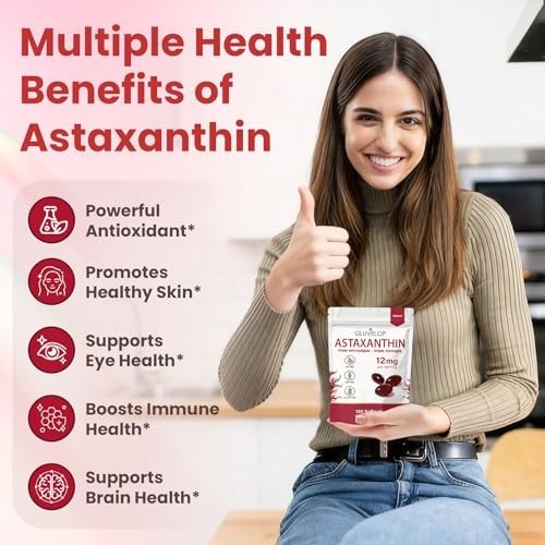 Astaxanthin 12mg 120 Softgels, 4 Month Supply,Triple Strength,Non-GMO,Eye Health