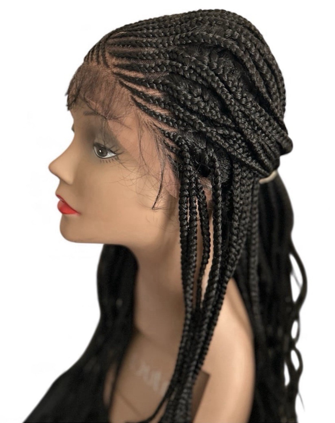 Women’s Black Braided Lace Front Synthetic Wig w/ Adjustable Strap, One Size